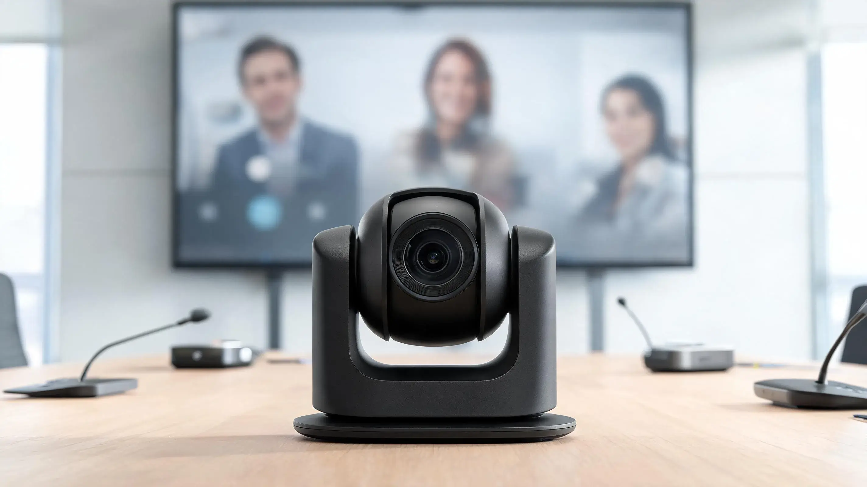  Hybrid meeting room with video conferencing technology and remote collaboration tools